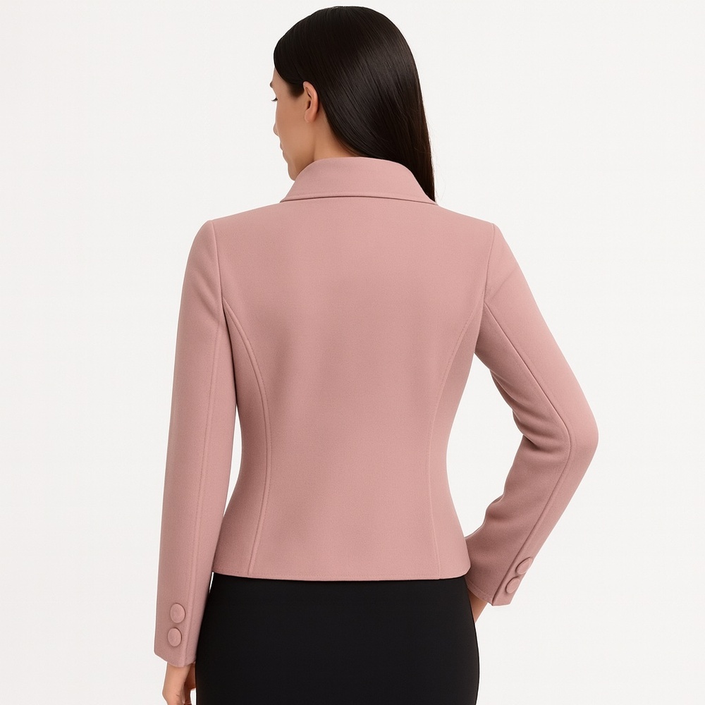 Giorgio Armani Black Lable Dusty Rose Double-Breasted Wool Blend Jacket Size 4 - Picture 3 of 8